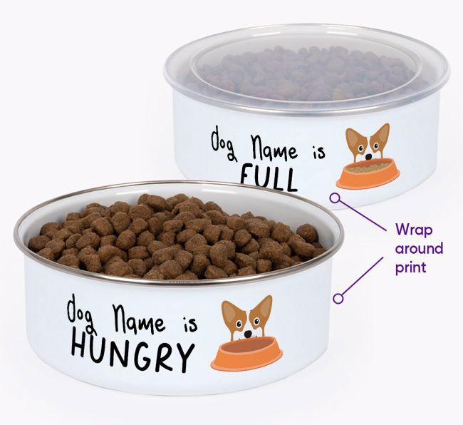 Hungry: Personalized {breedFullName} Enamel Dog Bowl